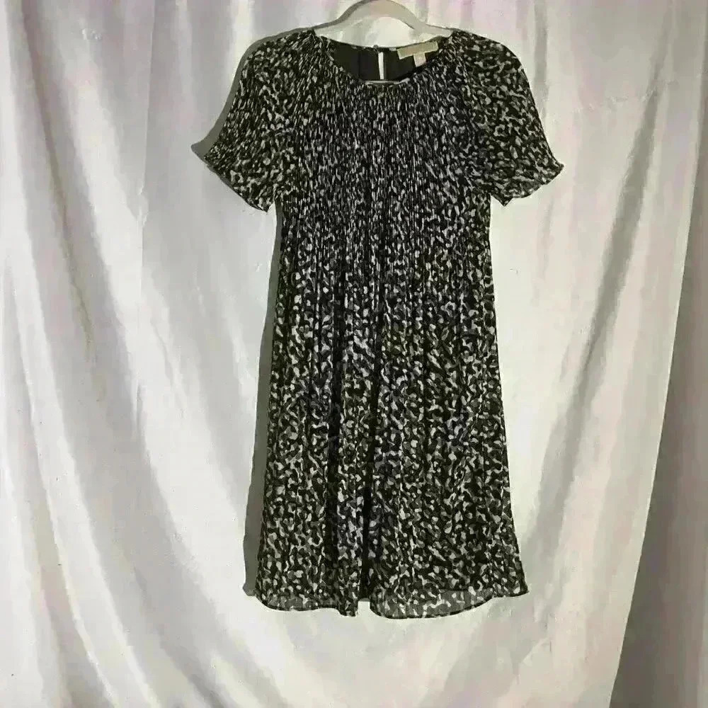 Michael Kors Women's Pleated Camouflage Print Dress XSmall‎